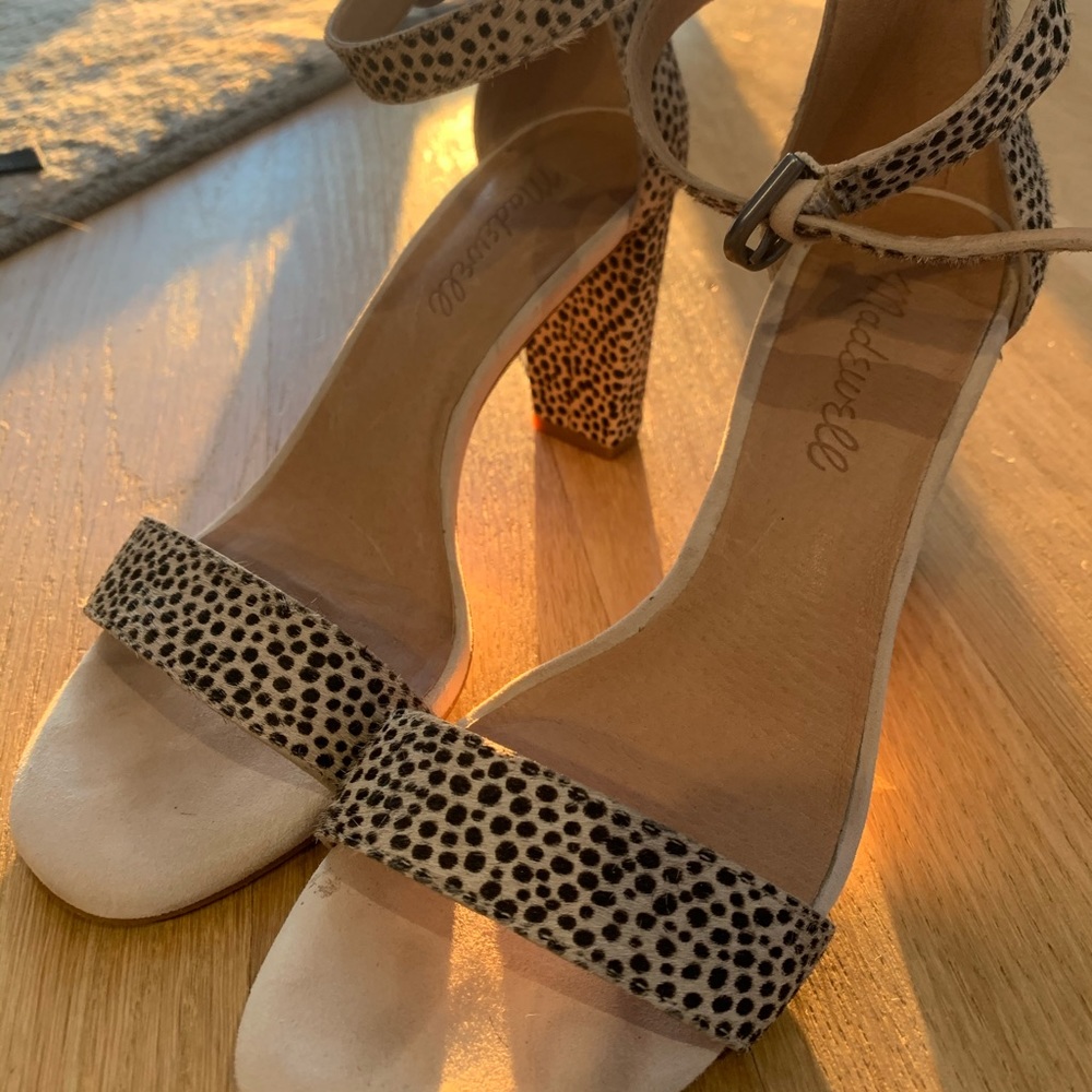 Madewell Sandal Heels in Spot Mix Calf Hair Size 6